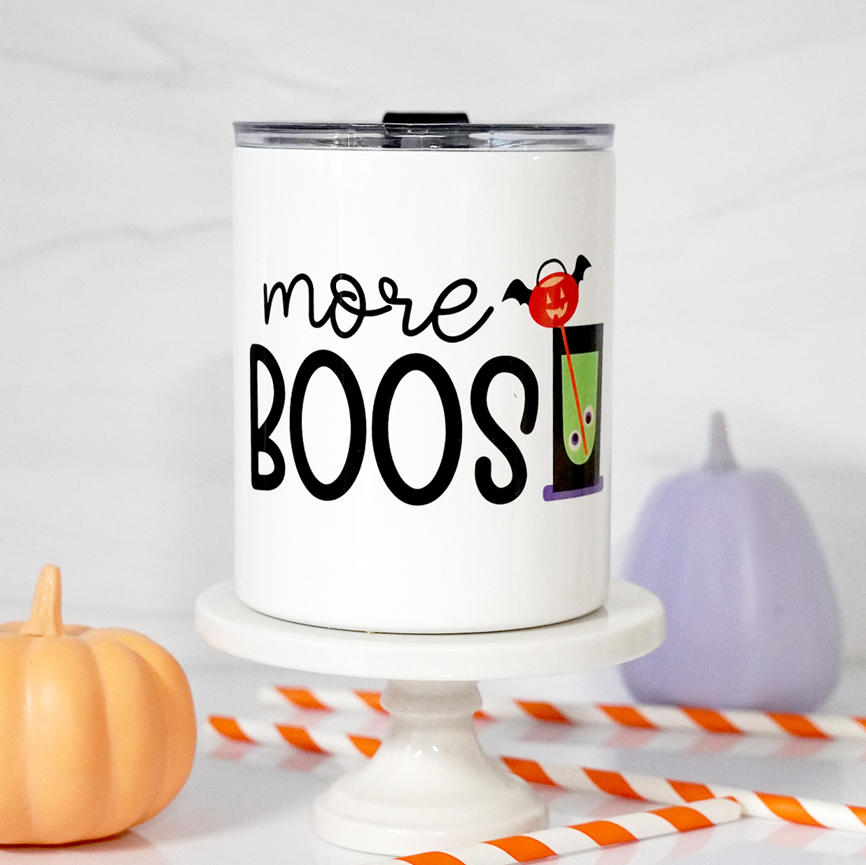 More Boos Sublimation Tumbler made with Cricut Mug Press and Free PNG Halloween File