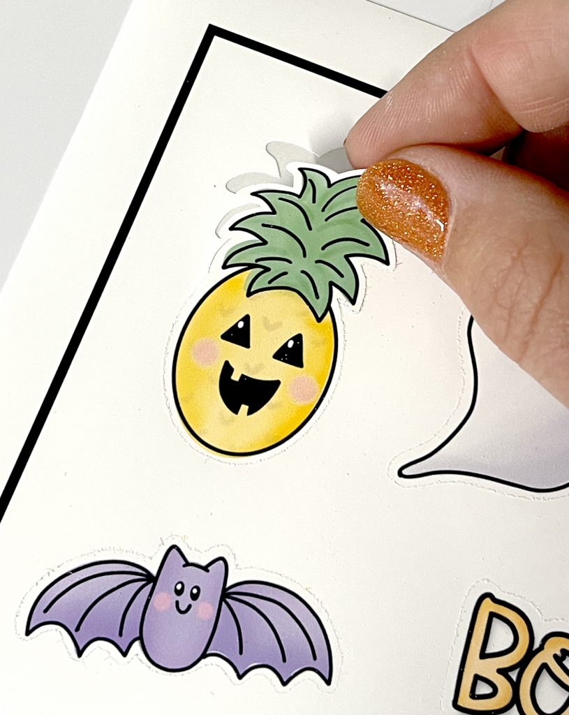 Fingers Peel Pineapple Halloween Jack o Lantern Sticker from Cricut Print then Cut Page