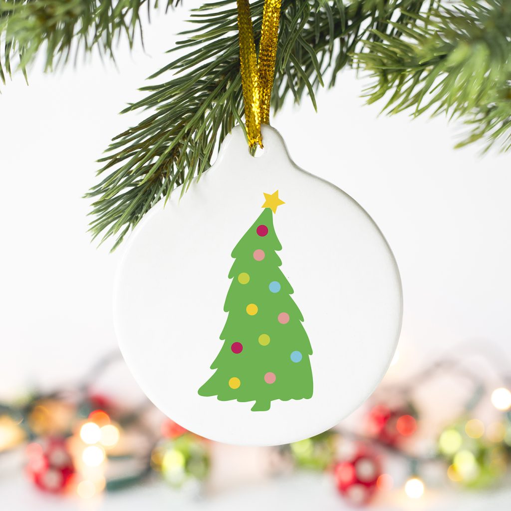 Grinch Ornament with Tree Made with Cricut and FREE SVG