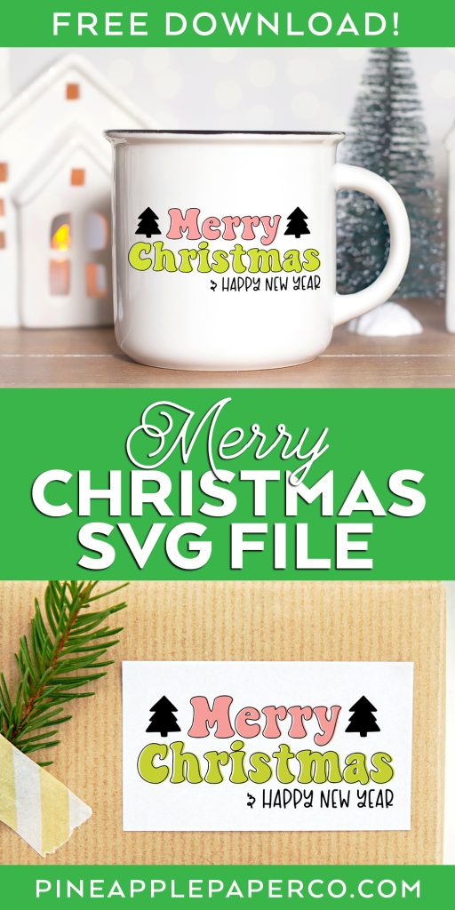 Download a Free Merry Christmas SVG File with mug and gift tag example