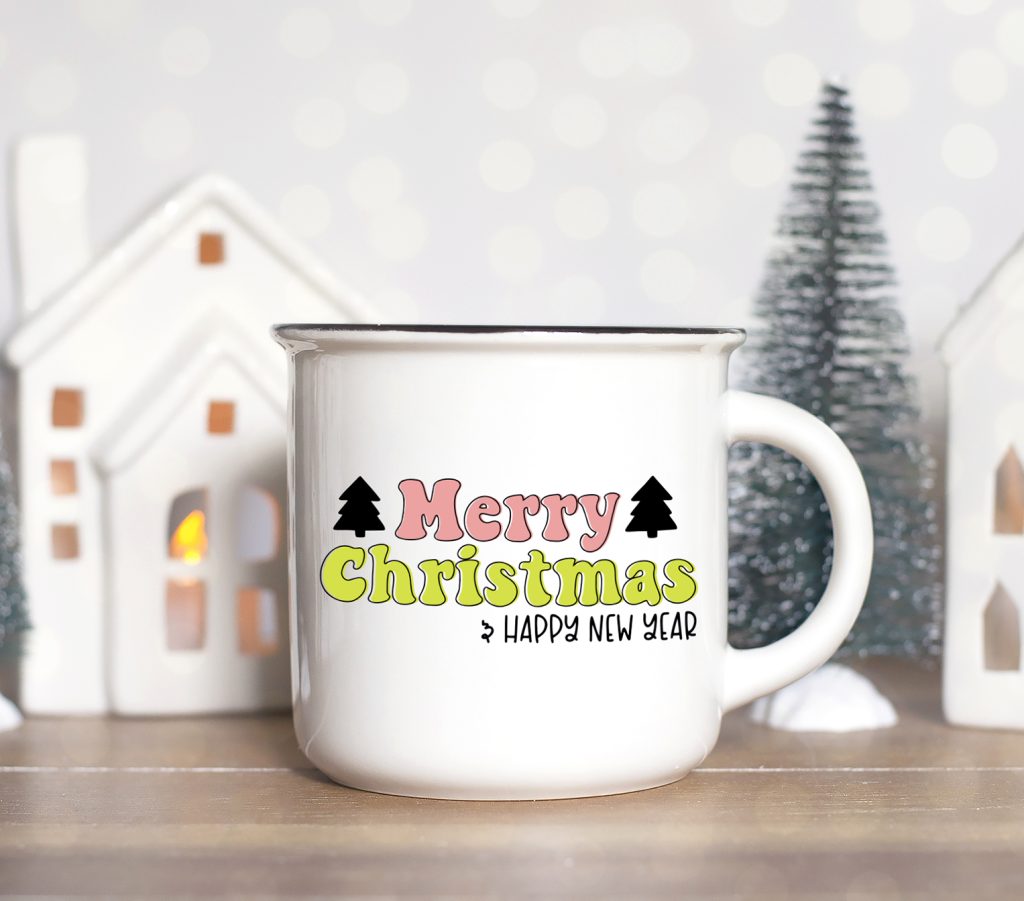 Retro Merry Christmas Sublimation Mug made with free Merry Christmas SVG