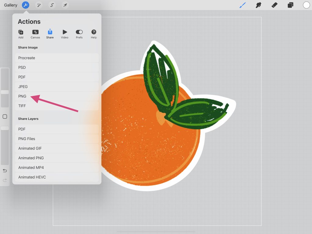 Saving Stickers as PNG File in Procreate