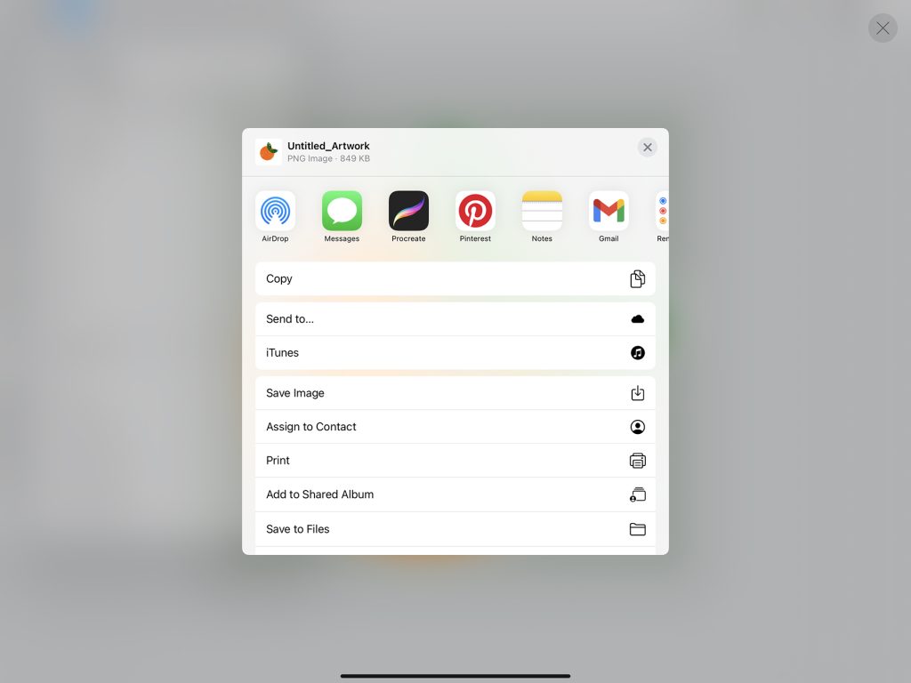 Options to Save Files in Procreate