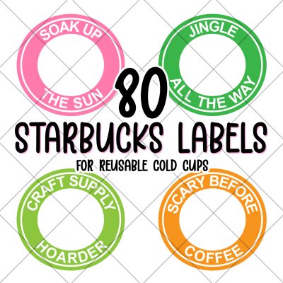 Starbucks Cold Cup Circle Label SVG Cut File BUNDLE