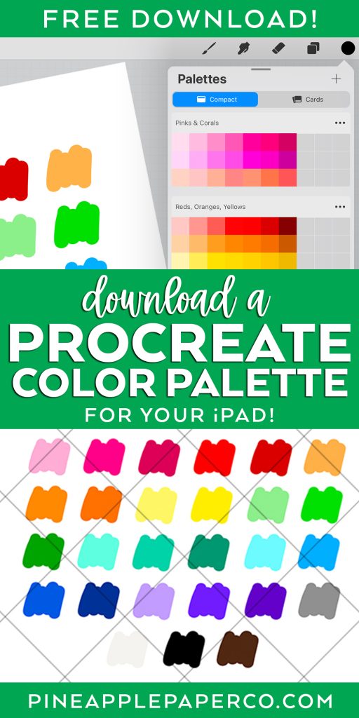 free procreate color palette for your ipad with color swatches