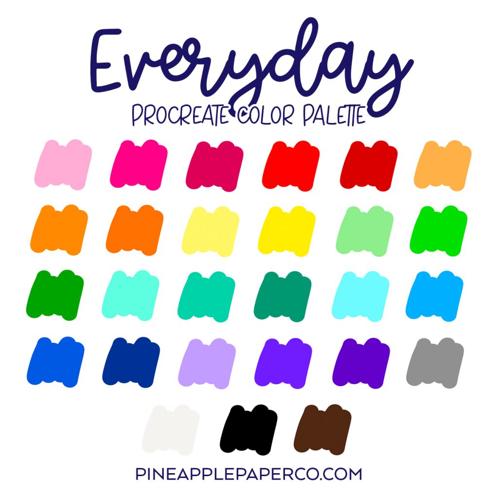 free procreate color palette for your ipad with color swatches