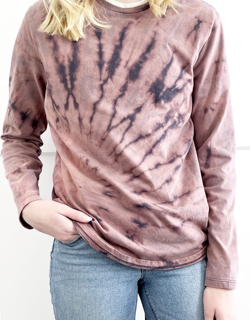 navy blue shirt tie dye with bleach spiral pattern