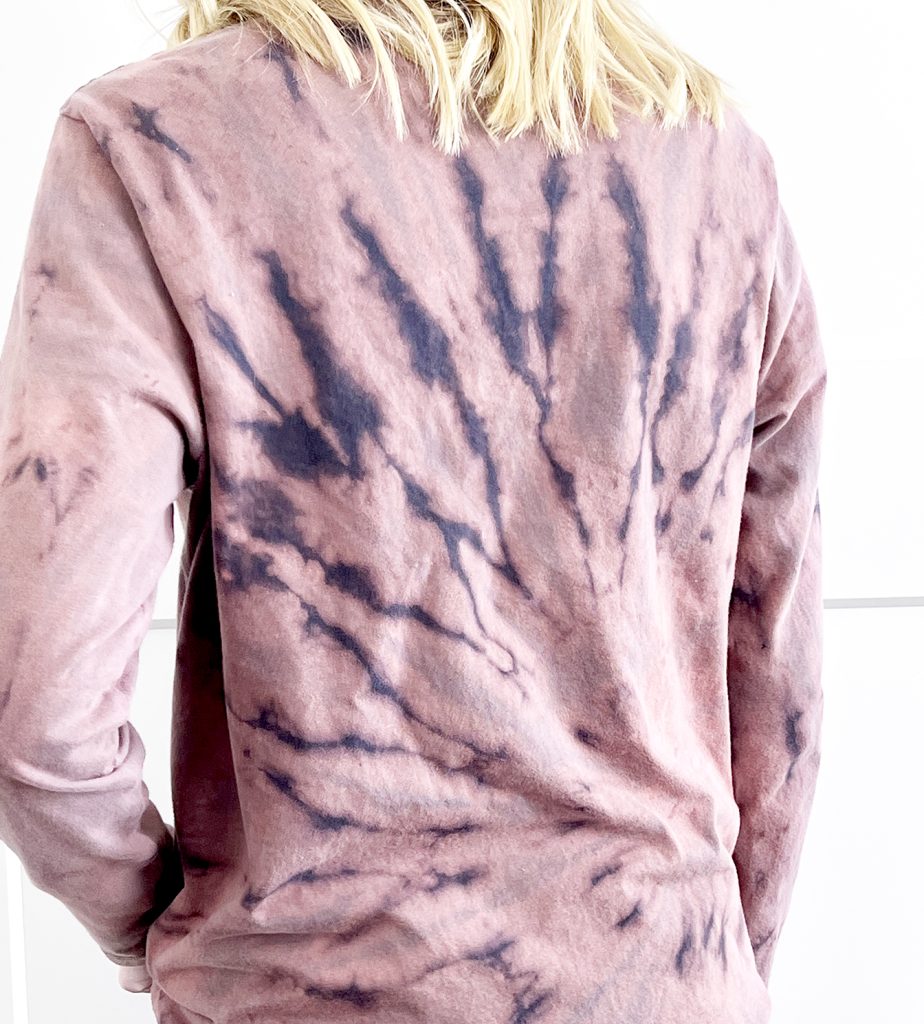 navy blue shirt tie dye with bleach spiral pattern