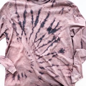 navy blue shirt tie dye with bleach spiral pattern