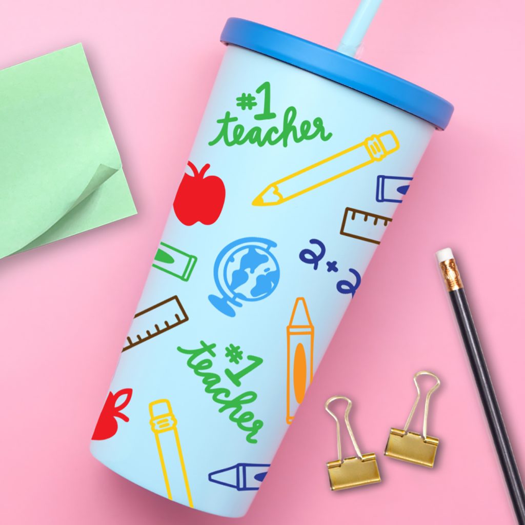 colorful teacher appreciation cup with free svg files