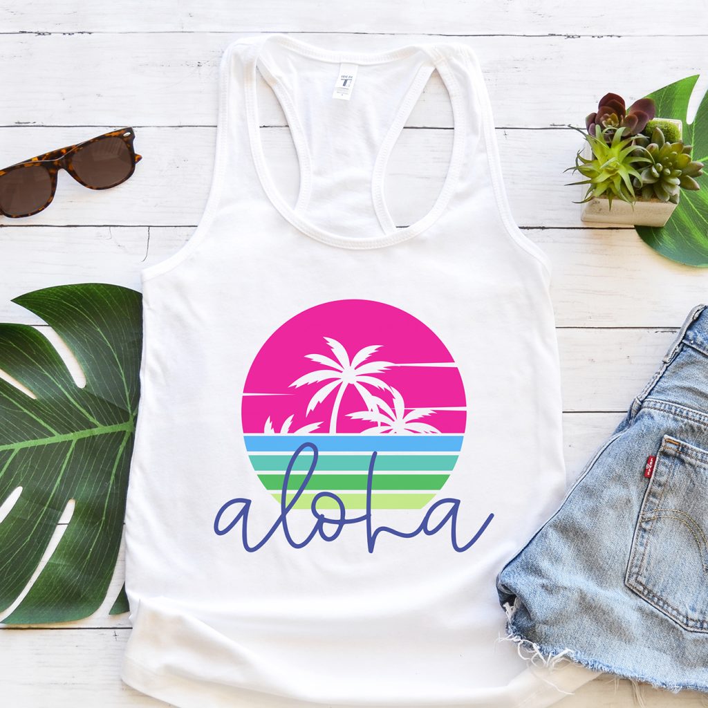 sunshine aloha svg on diy tank top
