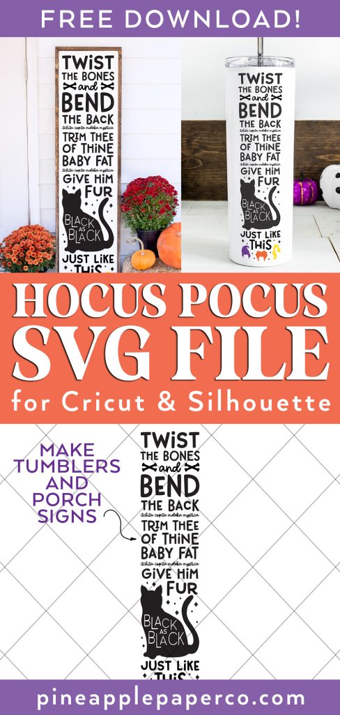free hocus pocus spell svg with porch sign and tumbler examples and free hocus pocus svg under grid