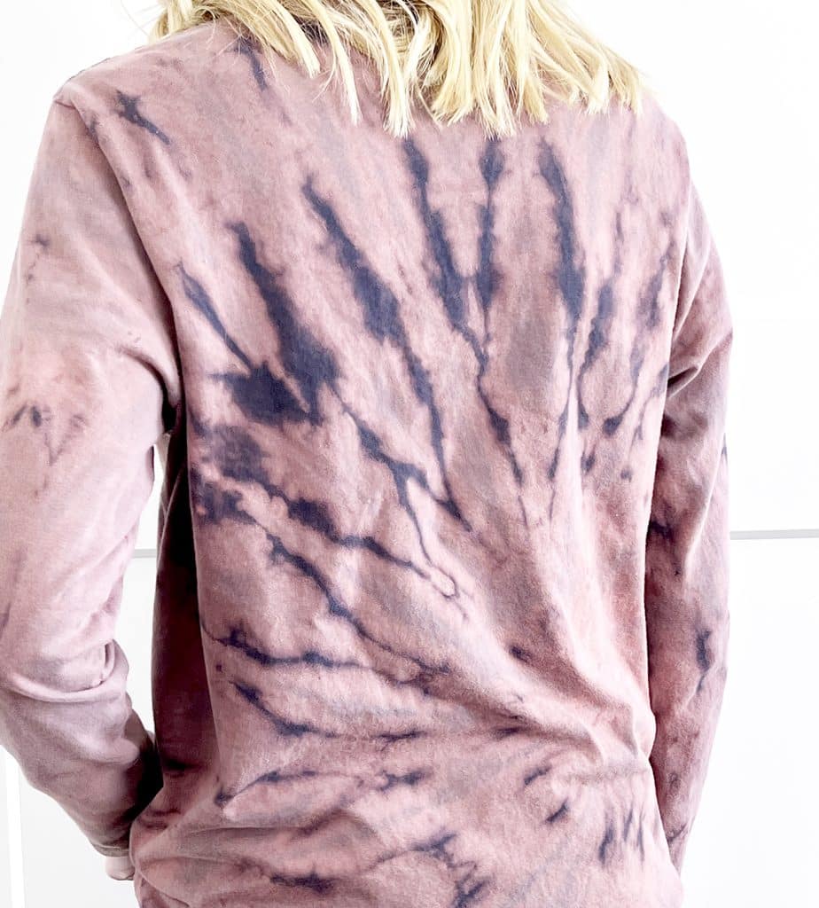reverse tie dye shirt with bleach on navy dark blue shirt