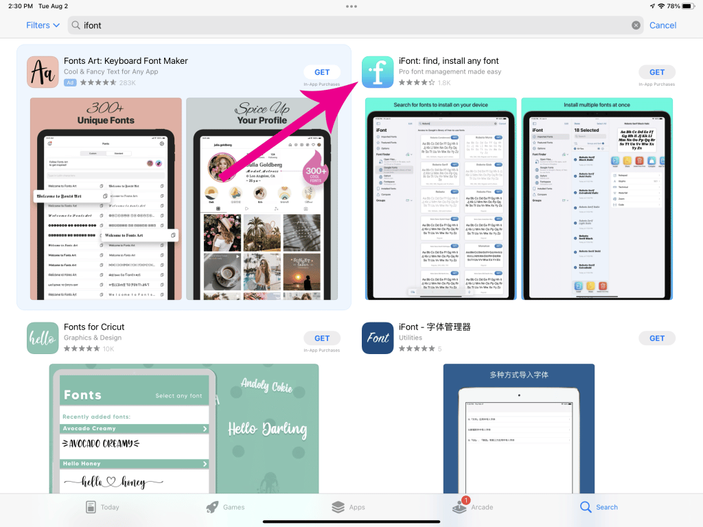 ifont app in apple app store