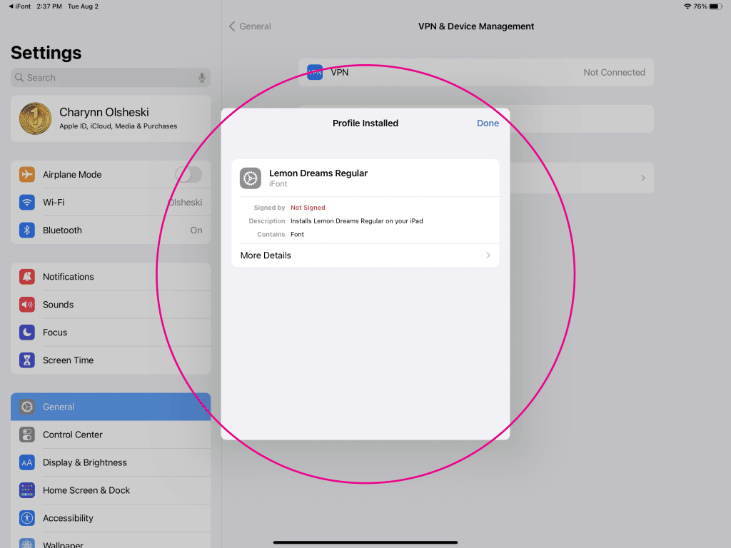 font installation tutorial with confirmation window using ifont on ipad pro