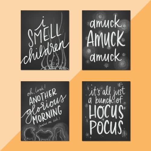 hocus pocus quotes printables on orange background
