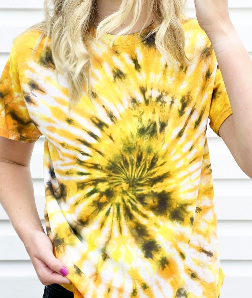 halloween tie dye shirt on model