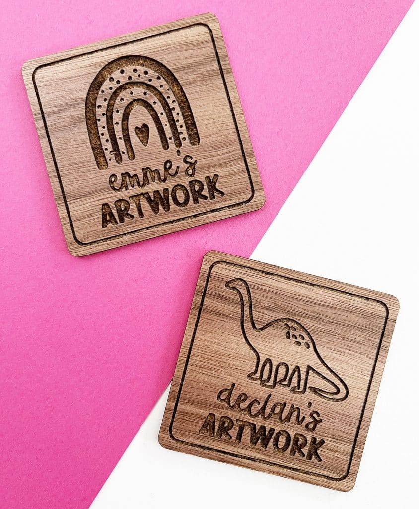 walnut plywood laser cut kids artwork magnets with xtool m1 10w