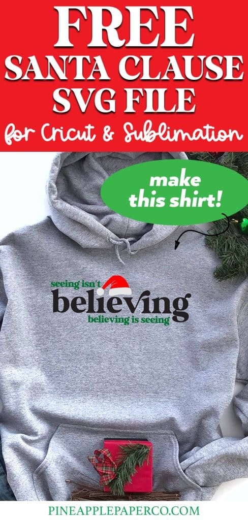 free santa clause svg on gray sweatshirt
