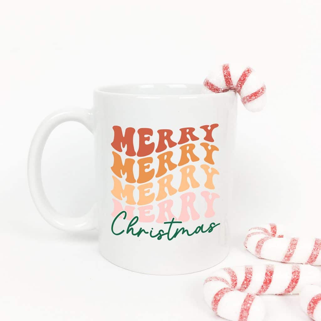 retro merry christmas mug with free design