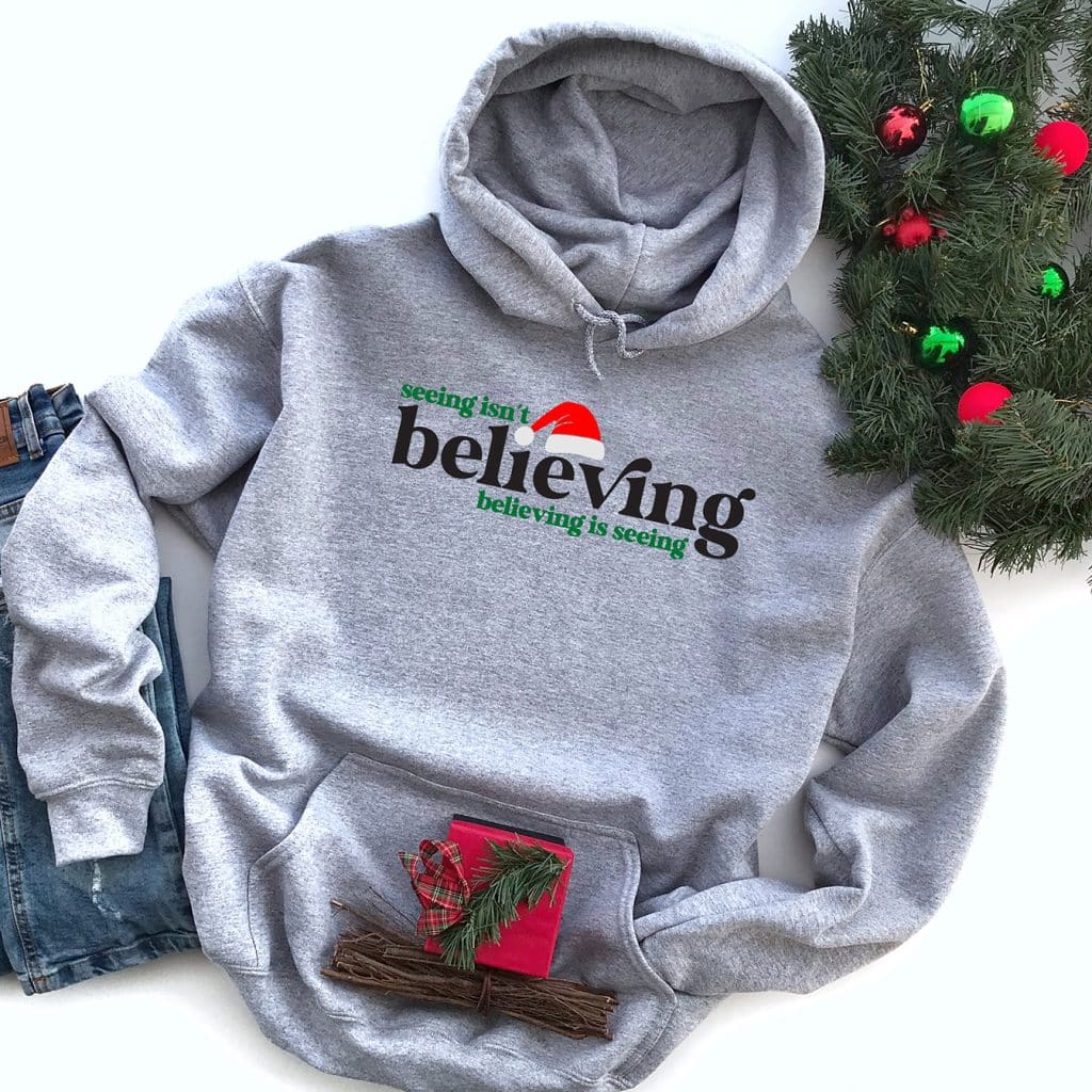 free santa clause svg on gray sweatshirt