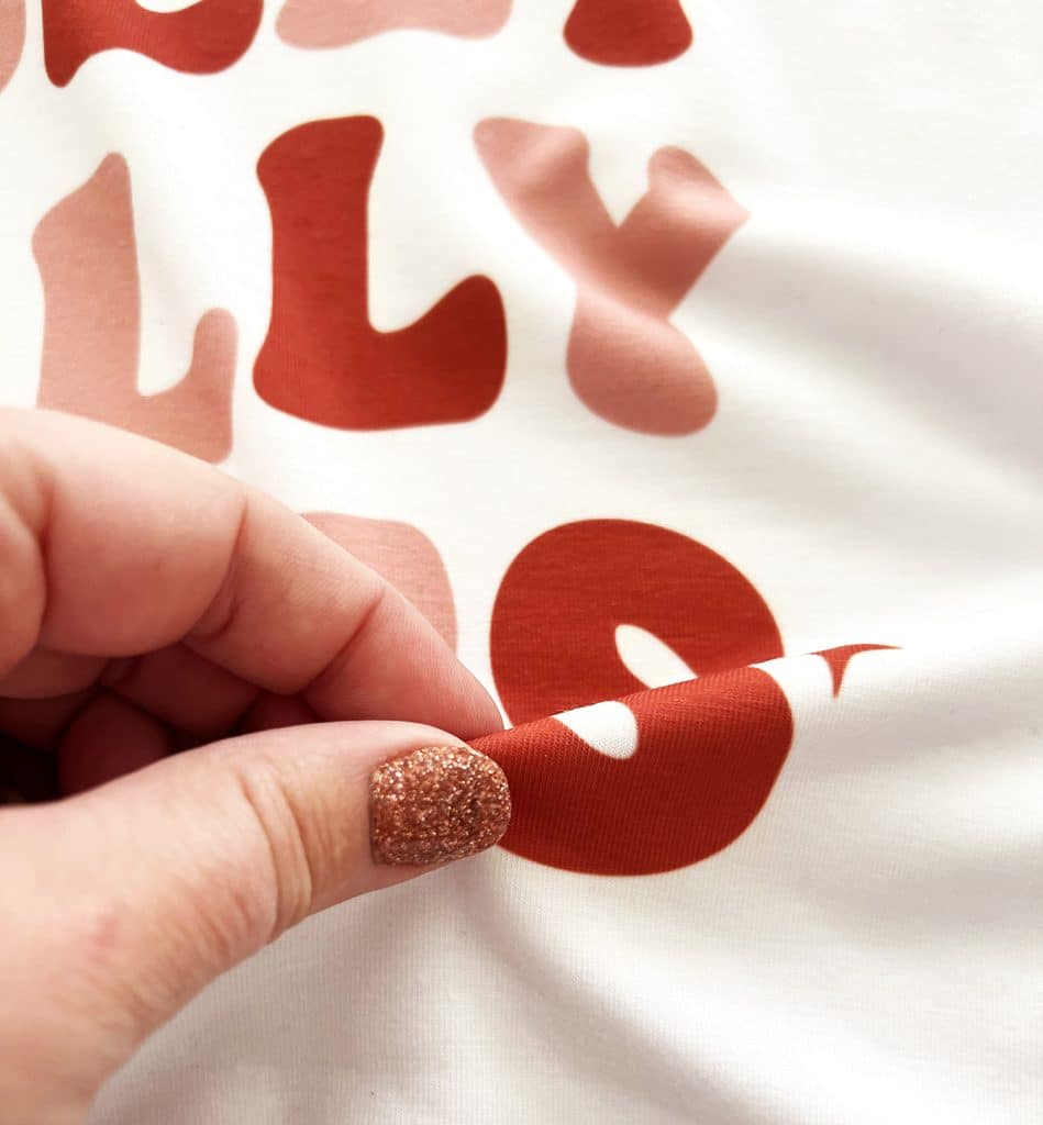 close up of retro christmas shirt made with sublimation