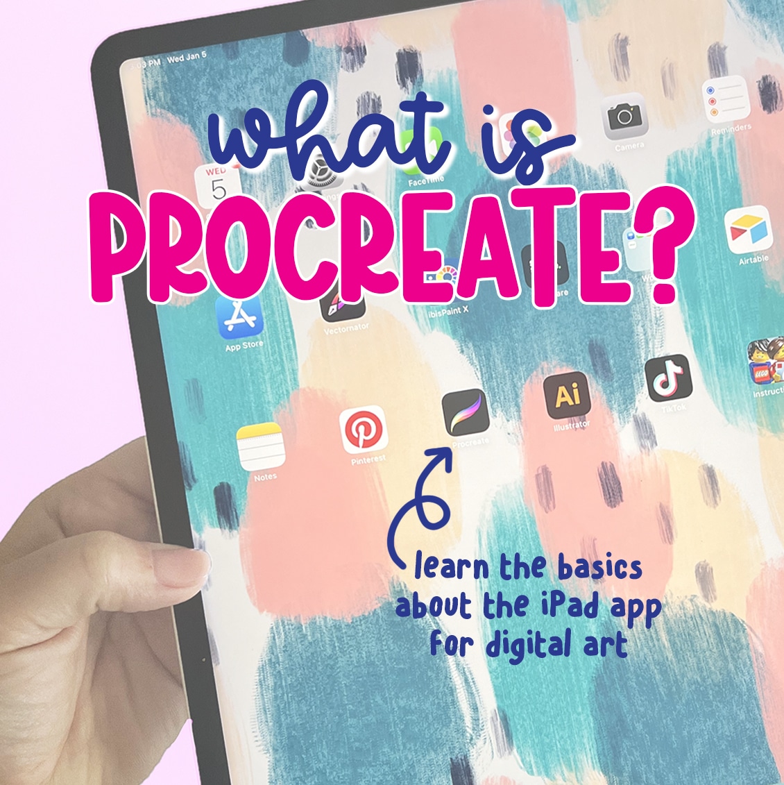 what is procreate with ipad pro being held in the background