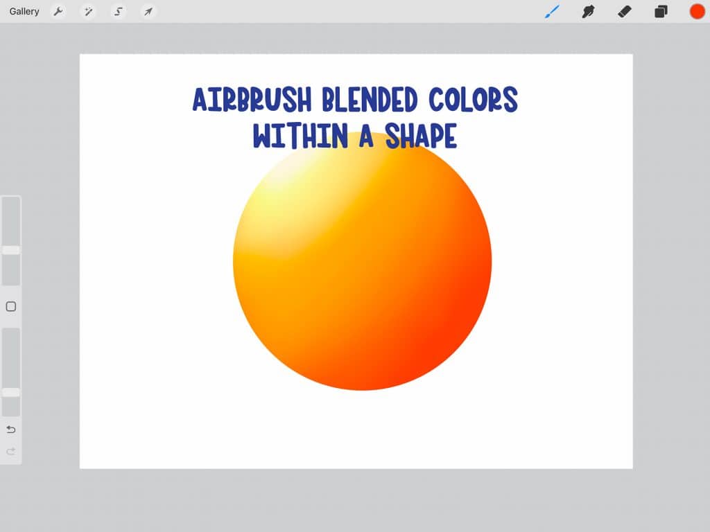 airbrush blended colors in circle shape in procreate app