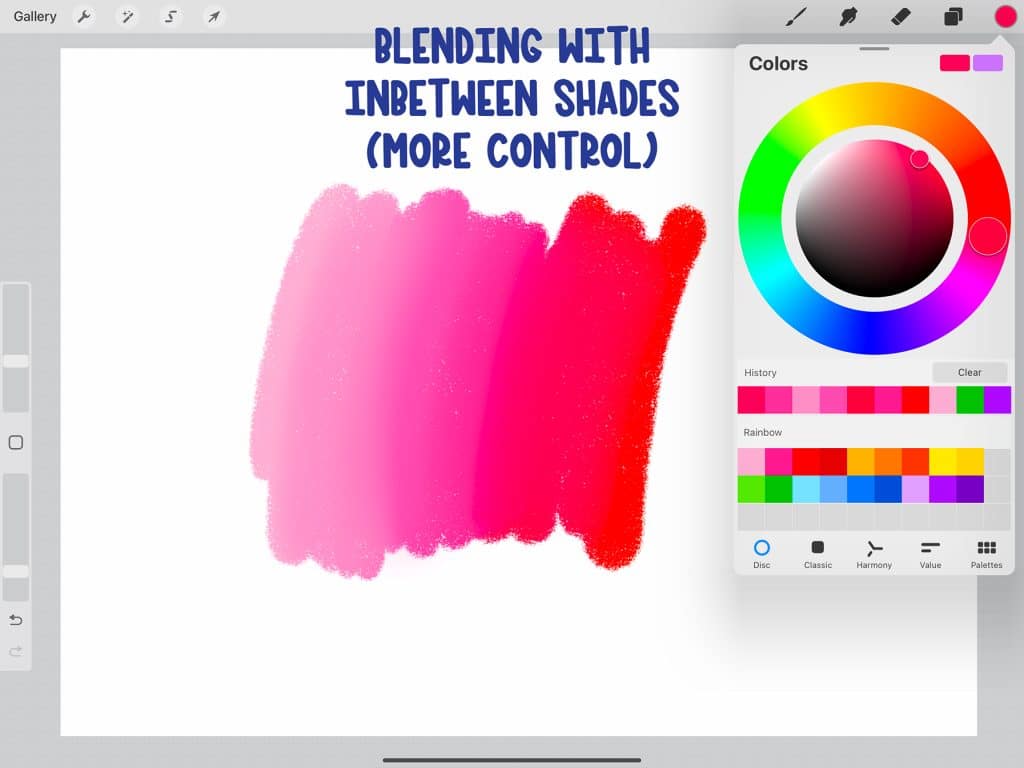 blend colors manually in procreate