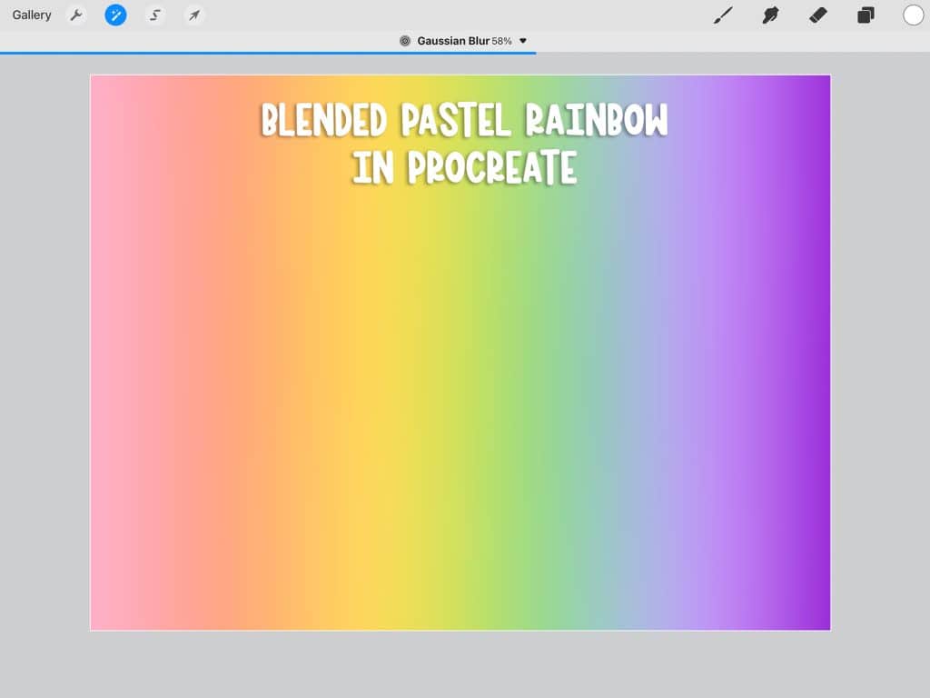 example of pastel blended rainbow in procreate
