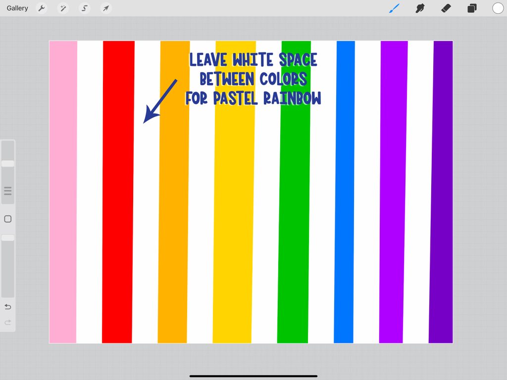 how to make pastel blended rainbow colors in procreate app