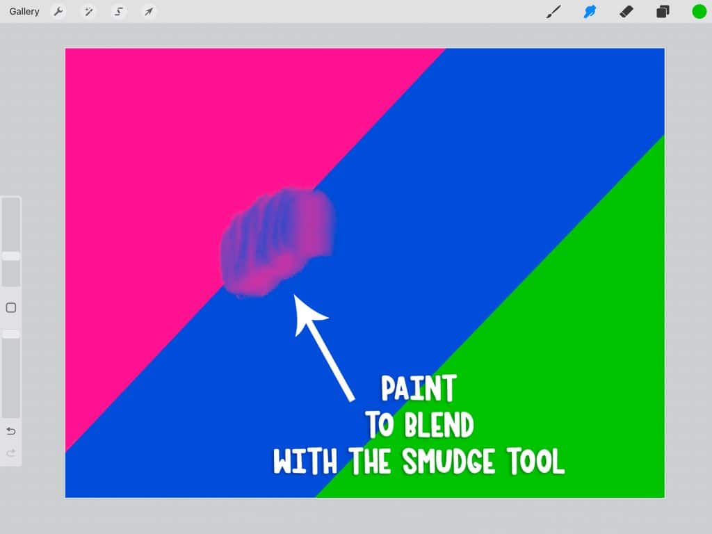 painting with smudge tool to blend colors in procreate app