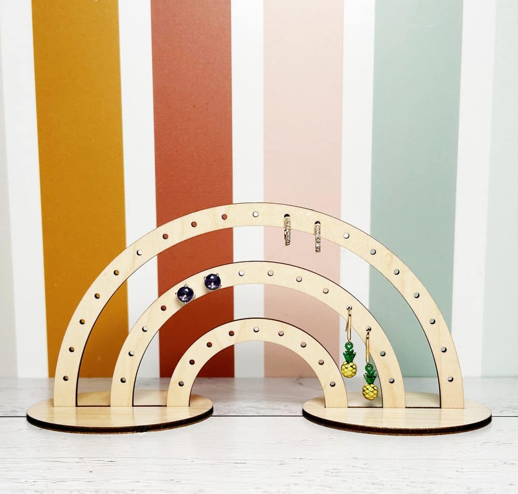 diy rainbow earring holder made with laser cutting machine