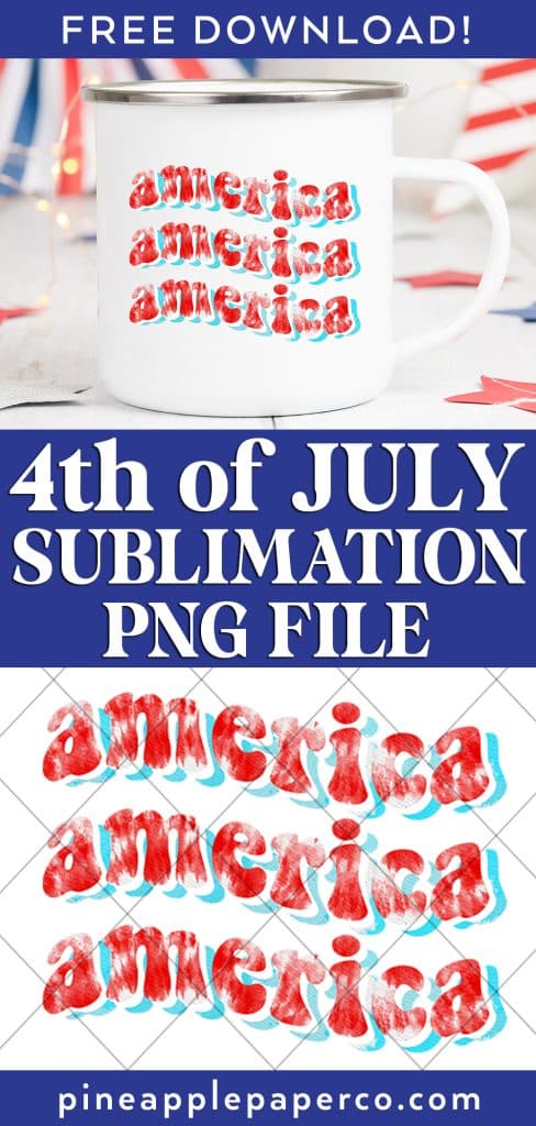 4th of july retro america sublimation file with example on camping mug