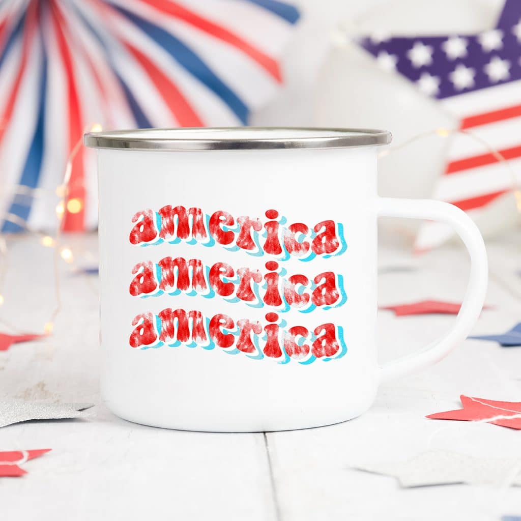retro america 4th of july sublimation file on sublimation camping mug