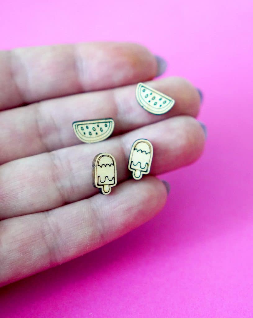 stud earrings made with xtool p2 laser
