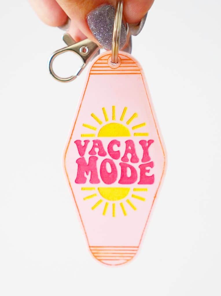 vacay mode retro motel keychain made with xtool p2
