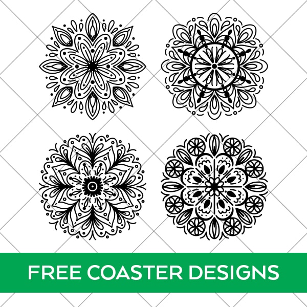 4 mandala hand drawn coaster designs