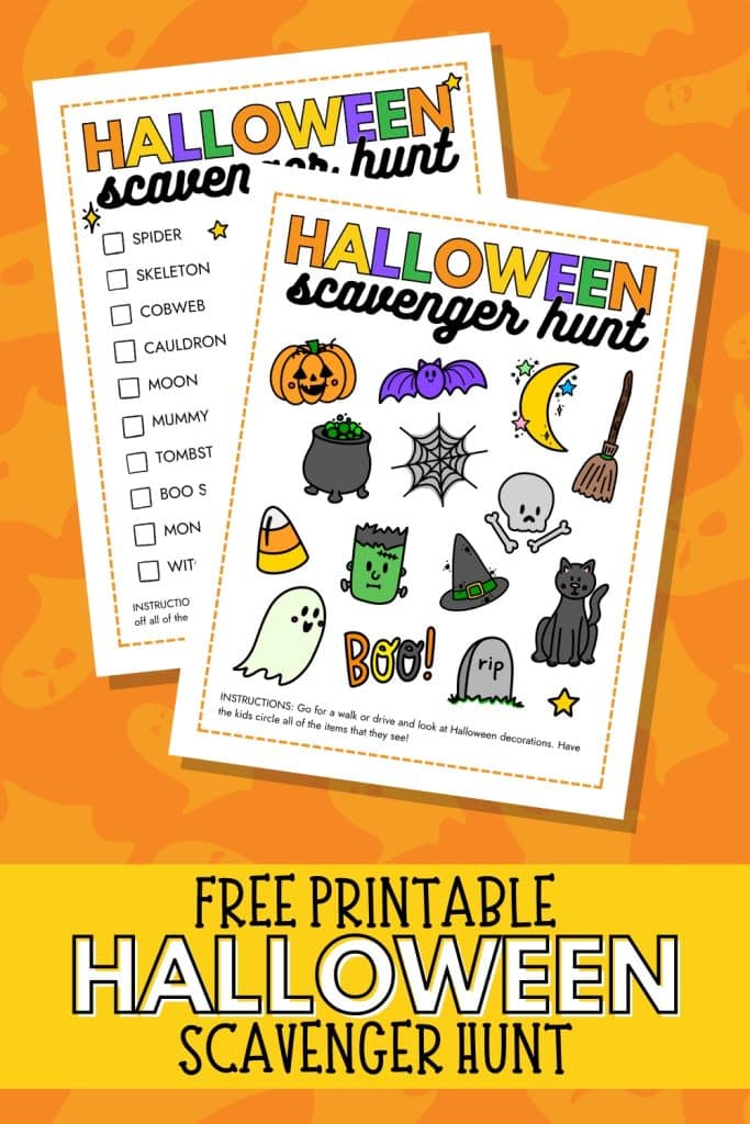 halloween scavenger hunt printables - two versions for kids of all ages.