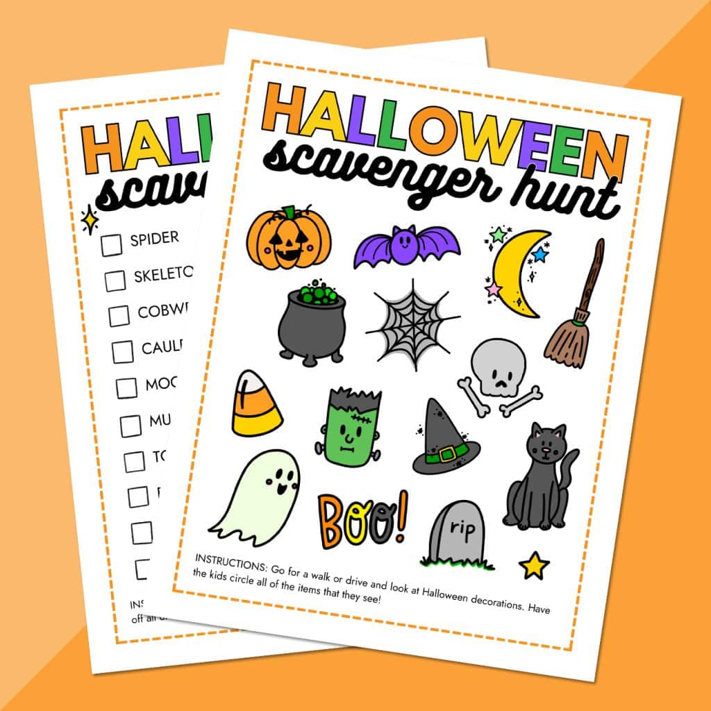 halloween scavenger hunt printables - two versions for kids of all ages.
