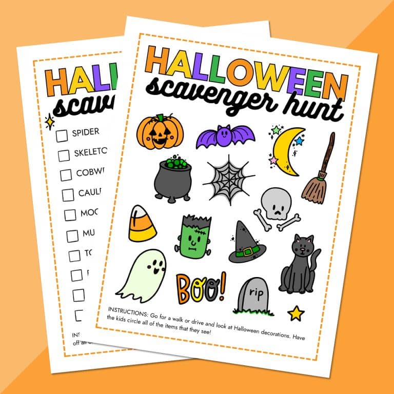 halloween scavenger hunt printables - two versions for kids of all ages.