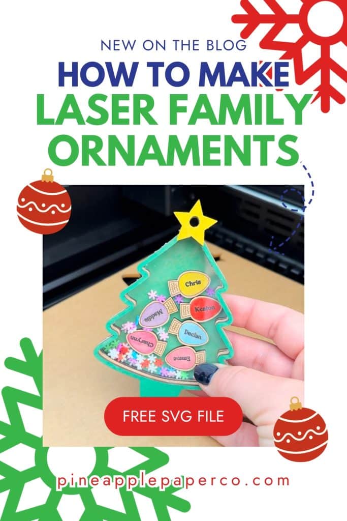 christmas tree personalized family christmas shaker ornament with lights made with xTool laser