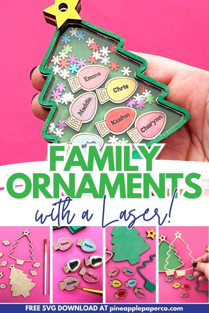 christmas tree personalized family christmas shaker ornament with lights made with xTool laser
