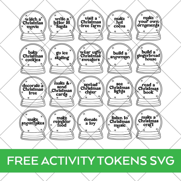 free svg file of diy christmas activity tokens