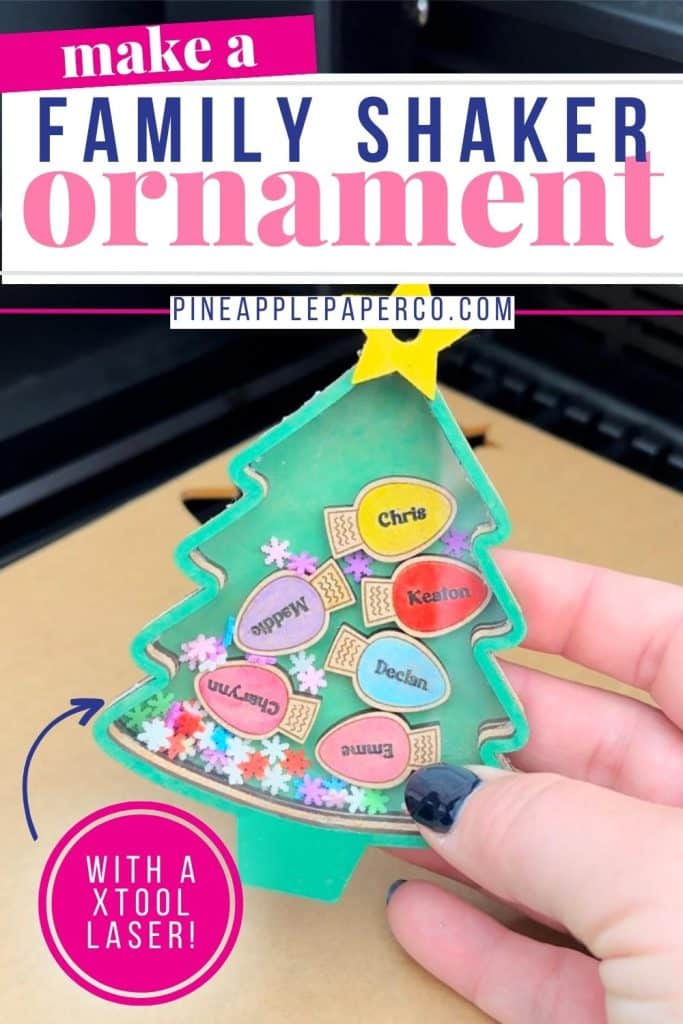 christmas tree personalized family christmas shaker ornament with lights made with xTool laser