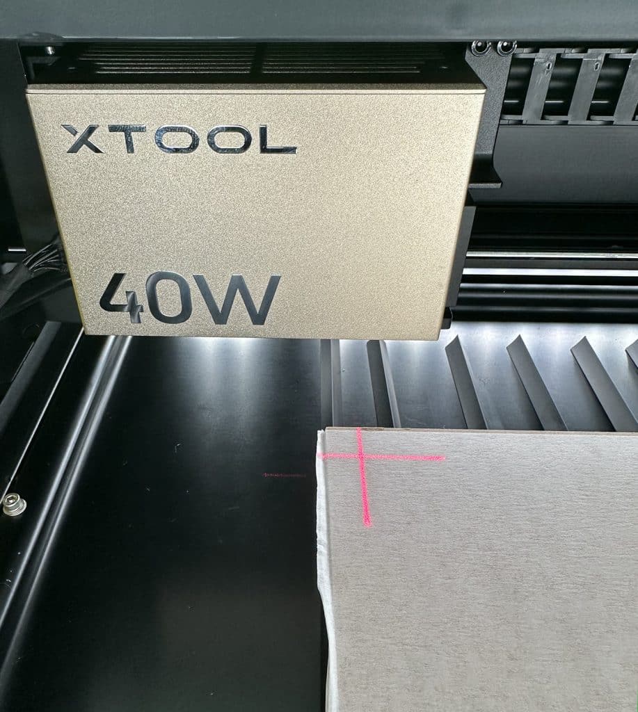 xtool 40W laser head with positioning marker