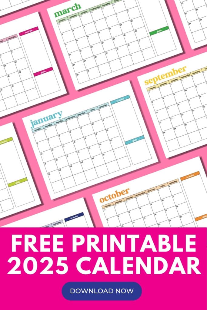 examples of free printable monthly calendar on pink background