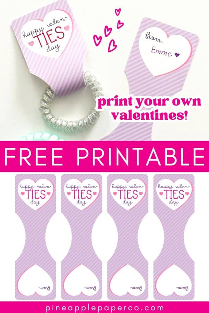 free printable hair tie valentines with sample