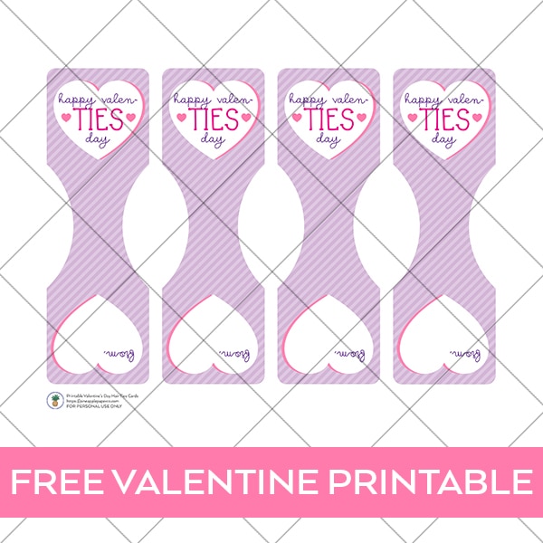 free printable hair tie valentines