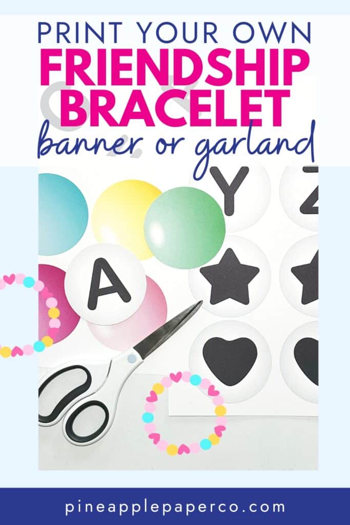 scissors and pieces of printable friendship bracelet banner